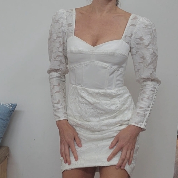 Self Portrait white corset Wuthering Heights Lace debutante dress 4 - Picture 6 of 7